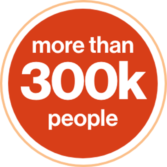 More than 300,000 people circle icon