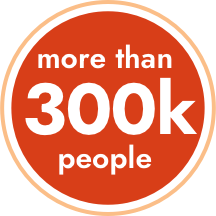 More than 300,000 people circle icon